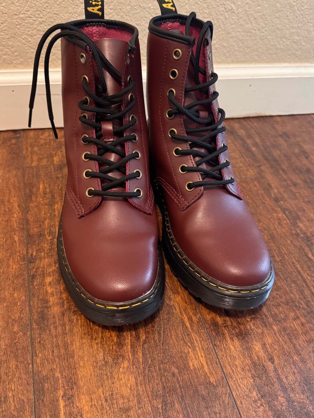 Dr. Martens Women's Cherry Burgundy Leather Lace-Up Boots - Picture 3 of 4